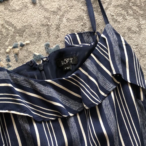 Ann Taylor LOFT blue and white striped romper - Picture 4 of 4